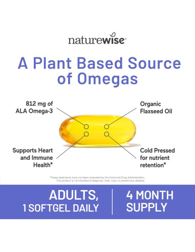 NatureWise Aceite de Semilla de Lino 1400 mg - Omega 3 ALA 812 mg
