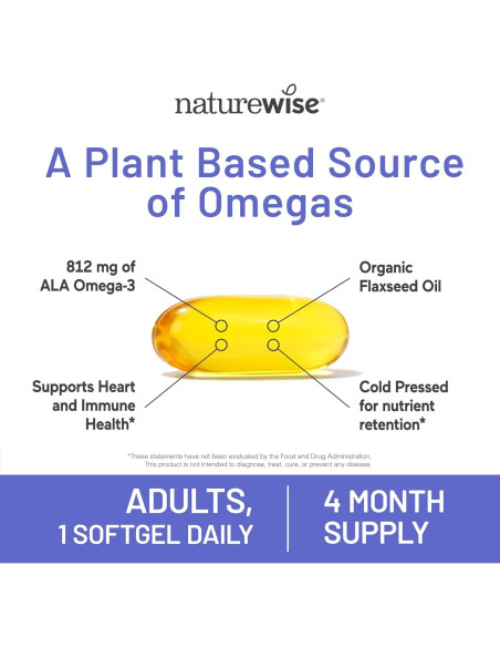 NatureWise Aceite de Semilla de Lino 1400 mg - Omega 3 ALA 812 mg