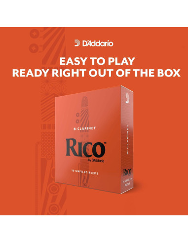 Reed de Clarinete Bb D'Addario Rico 2.5 Paquete 10 Unidades