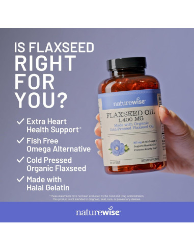 NatureWise Aceite de Semilla de Lino 1400 mg - Omega 3 ALA 812 mg