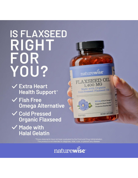 NatureWise Aceite de Semilla de Lino 1400 mg - Omega 3 ALA 812 mg