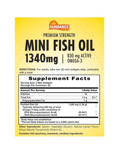 Cápsulas de Aceite de Pescado Sundance 1340mg - 60 Unidades