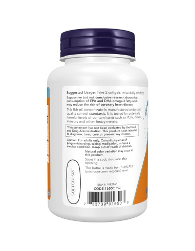 Suplemento Omega-3 NOW Foods 1000 mg 200 Perlas Blandas