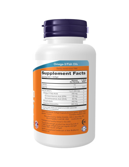 NOW Foods Krill de Neptuno 1000 mg Doble Fuerza 60 Cápsulas