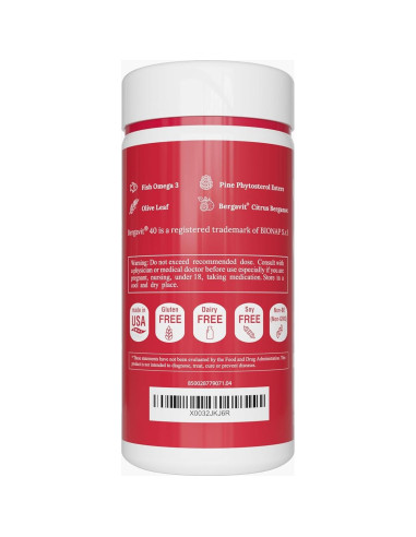 Suplemento Natural UpNourish Bergamota para Colesterol Alto - 120 Gelatinas