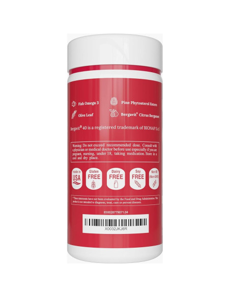 Suplemento Natural UpNourish Bergamota para Colesterol Alto - 120 Gelatinas