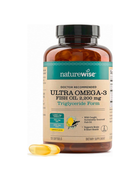 NatureWise Omega 3 Aceite de Pescado 2200 mg 120 Cápsulas