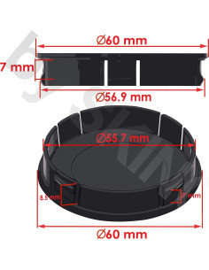 4 Tapas de Centro de Rueda SkinoEu CX 5 60mm Rojo Negro 2