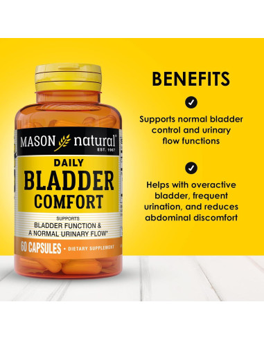 Suplemento Vejiga Mason Natural 30 Cápsulas con Calcio y Semilla de Calabaza