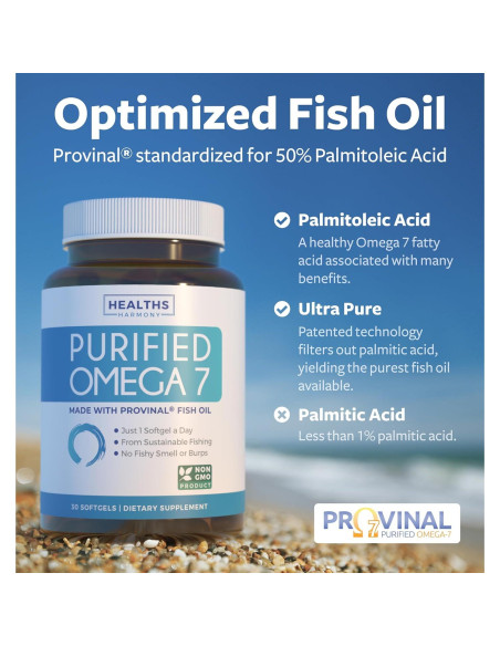 Suplemento Omega 7 Healths Harmony - 30 Cápsulas de Aceite de Pescado