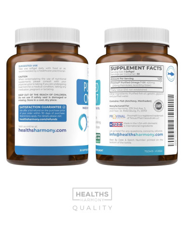 Suplemento Omega 7 Healths Harmony - 30 Cápsulas de Aceite de Pescado