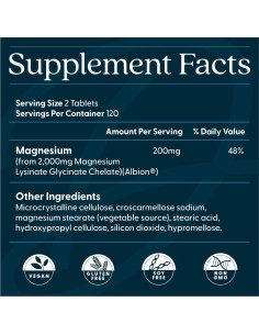 Magnesio Glicinato Lisina Doctor's Best 240 Tabletas 100 mg 2