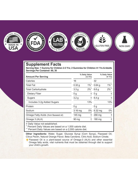 Gomitas Omega 3 NuBest Veganas para Niños 60 Unidades