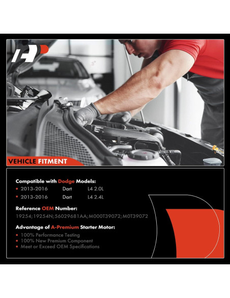 Motor de Arranque A-Premium Dodge Dart 2013-2016 1.4KW 10 Dientes