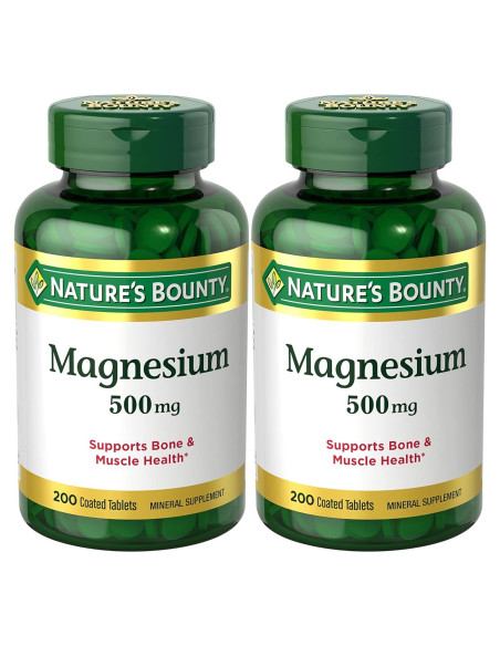 Suplemento de Magnesio Nature's Bounty 500mg 200 Tabletas