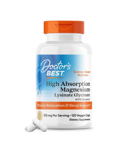 Magnesio Lisina Glicinato Doctor's Best 120 Cápsulas 105mg