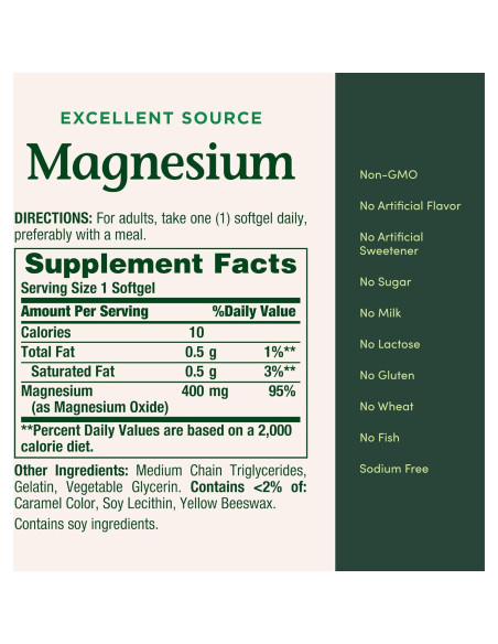 Magnesio Nature's Bounty 400 mg 75 Gelatinas Blandas Magnesio Nature's Bounty 400 mg 75 Gelatinas Blandas