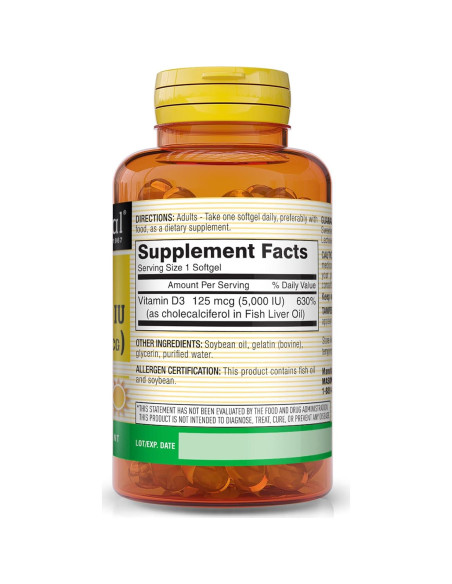 Vitamina D3 125 mcg Mason Natural 5000 UI 50 Cápsulas Blandas Vitamina D3 125 mcg Mason Natural 5000 UI 50 Cápsulas Blandas