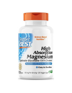 Magnesio Glicinato Lisina Doctor's Best 120 Cápsulas Veganas