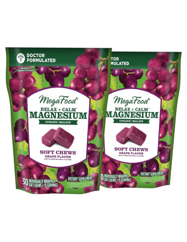 MegaFood Suplemento de Magnesio Calmante - 30 Caramelos Uva