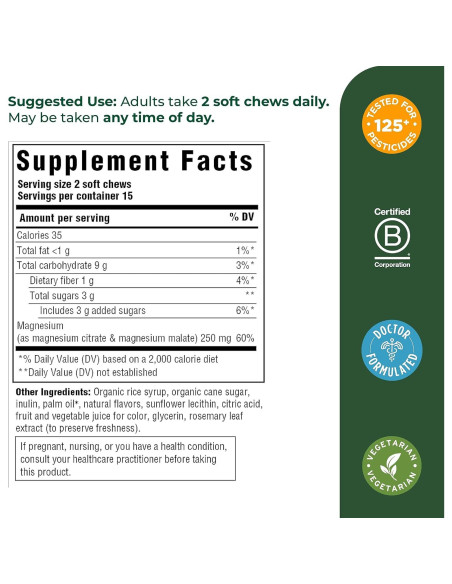 MegaFood Suplemento de Magnesio Calmante - 30 Caramelos Uva