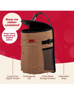 Basurero para Auto Lusso Gear 9.5L Beige Impermeable 2