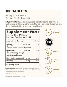 Solgar Calcio Magnesio Zinc 100 Tabletas - Salud Huesos y Dientes 2