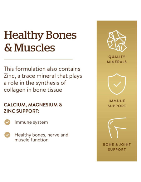 Solgar Calcio Magnesio Zinc 100 Tabletas - Salud Huesos y Dientes