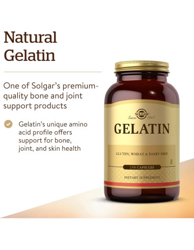 Solgar Gelatina Natural 1680 mg 250 Cápsulas Sin Gluten