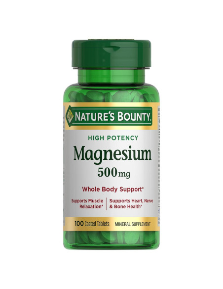 Suplemento de Magnesio Nature's Bounty 500 mg 100 Tabletas