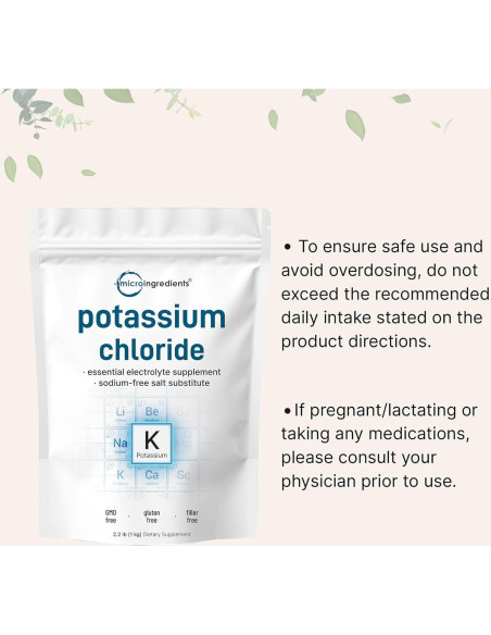Cloruro de Potasio en Polvo 1kg Micro Ingredients - Suplemento Electrolitos