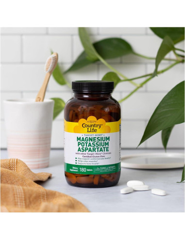 Suplemento de Magnesio y Potasio Country Life 180 Cápsulas