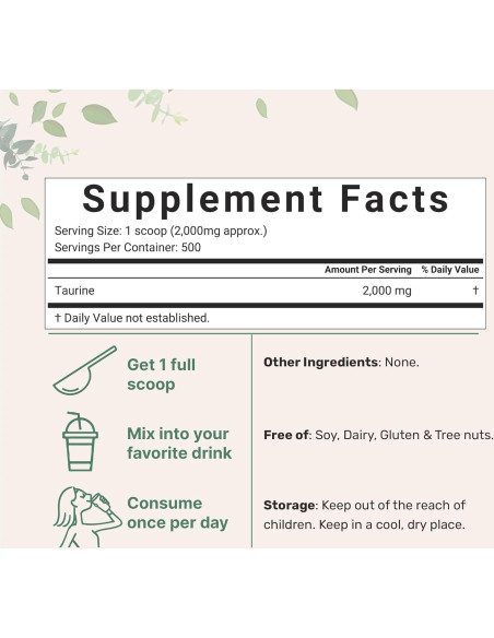 Suplemento de Taurina en Polvo Micro Ingredients 1kg 2000mg Suplemento de Taurina en Polvo Micro Ingredients 1kg 2000mg