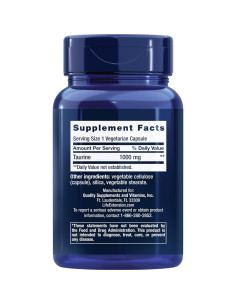 Suplemento de Taurina Life Extension 1000 mg 90 Cápsulas 2