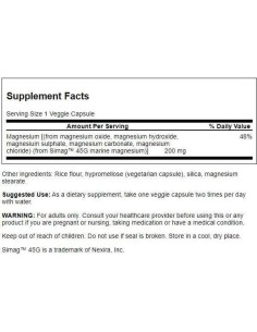 Cápsulas Veganas de Magnesio Marino Swanson Ultra 200 mg 2