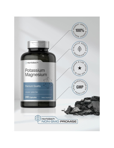 Suplemento de Potasio y Magnesio Horbaach 240 Cápsulas