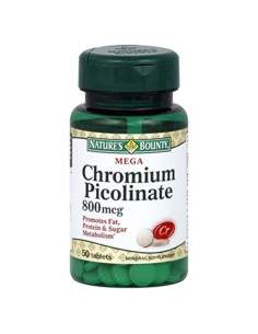 Tabletas de Picolinato de Cromo Nature's Bounty 800 mcg - 100 unidades