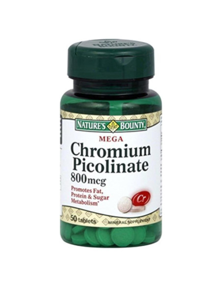 Tabletas de Picolinato de Cromo Nature's Bounty 800 mcg - 100 unidades Tabletas de Picolinato de Cromo Nature's Bounty 800 mcg - 100 unidades