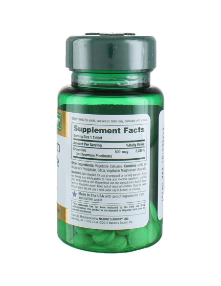 Tabletas de Picolinato de Cromo Nature's Bounty 800 mcg - 100 unidades Tabletas de Picolinato de Cromo Nature's Bounty 800 mcg - 100 unidades