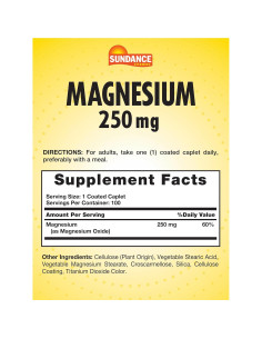 Suplemento de Magnesio Sundance 250mg 100 Tabletas Vegetariano 2