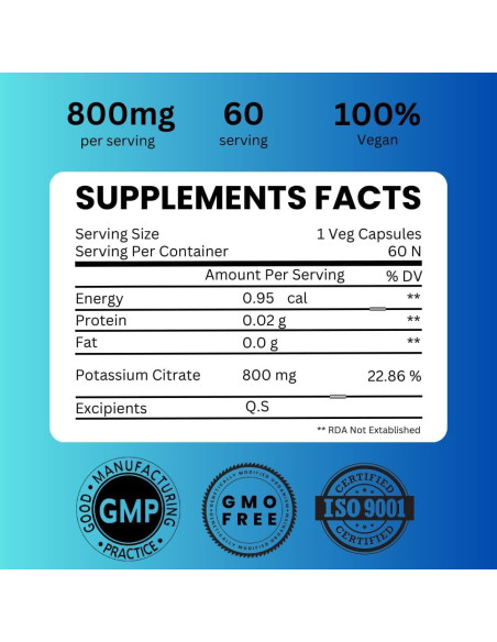 Citrato de Potasio 800 mg Urmi Lifesciences - 60 Cápsulas