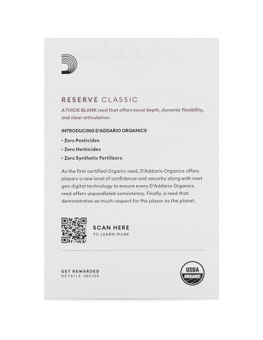 Reed Orgánico Clásico Bb D'Addario Fuerza 3.0 Paquete 10