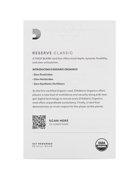 Reed Orgánico Clásico Bb D'Addario Fuerza 3.0 Paquete 10
