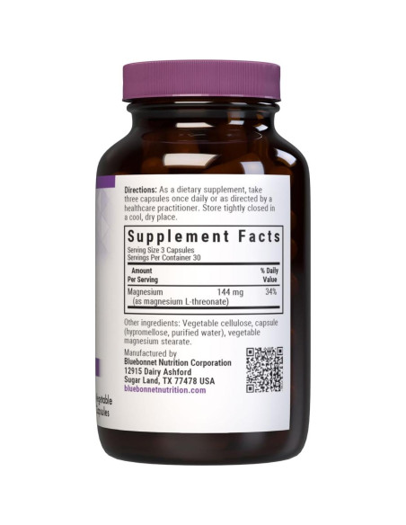 Cápsulas de Magnesio L-Treonato Bluebonnet 90 Unidades