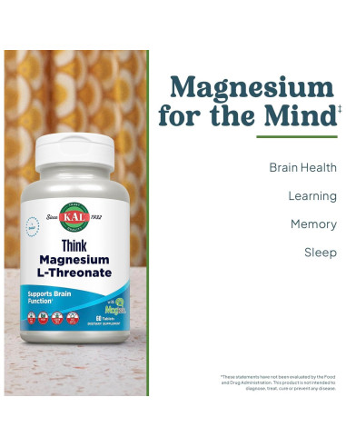 KAL Think Magnesio L-Treonato 2000 mg - Apoyo Cerebral y Sueño