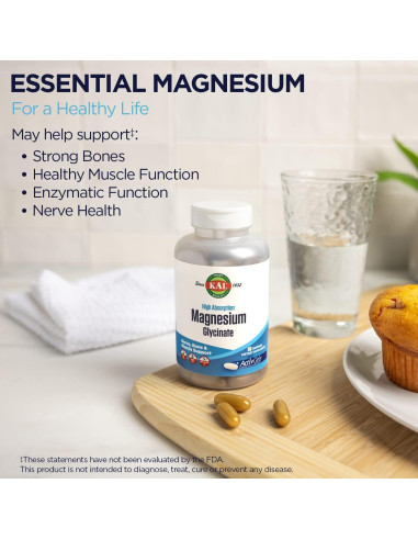 Suplemento de Magnesio Glicinato KAL 315mg 90 Cápsulas