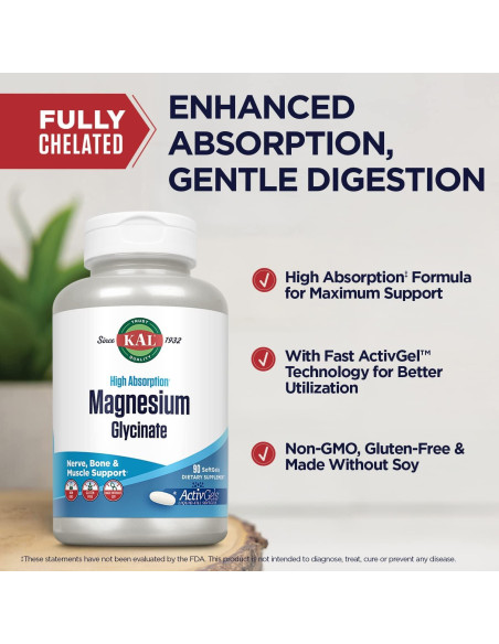 Suplemento de Magnesio Glicinato KAL 315mg 90 Cápsulas Suplemento de Magnesio Glicinato KAL 315mg 90 Cápsulas