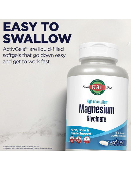 Suplemento de Magnesio Glicinato KAL 315mg 90 Cápsulas Suplemento de Magnesio Glicinato KAL 315mg 90 Cápsulas