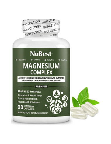 Complejo de Magnesio NuBest 90 Cápsulas - Bisglicinato, B6