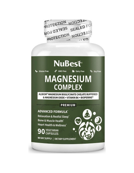 Complejo de Magnesio NuBest 90 Cápsulas - Bisglicinato, B6